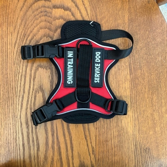 π 6/$60, Service Dog In Training, XSmall Dog, Adjustable Harness, Red Black - Picture 5 of 8